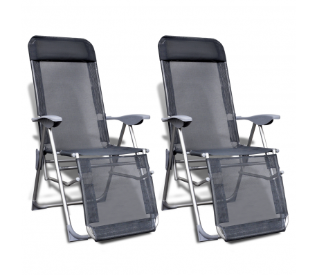 VidaXL - Campingstoelen met voetensteun inklapbaar aluminium set van 2 VidaXL - Campingstoelen met voetensteun inklapbaar aluminium set van 2