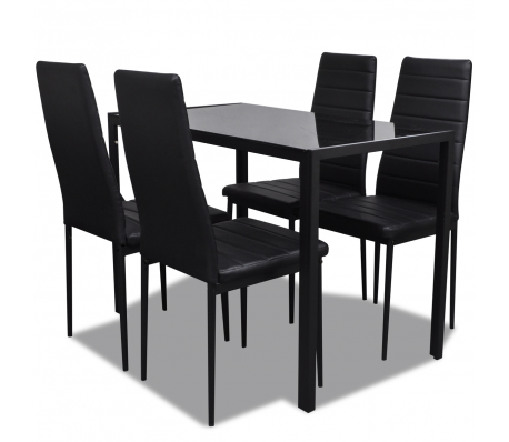 VidaXL - Eetkamerset modern met vier stoelen (zwart)
