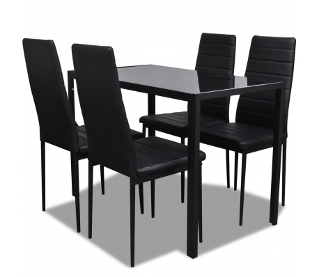 VidaXL - Eetkamerset modern met vier stoelen (zwart) VidaXL - Eetkamerset modern met vier stoelen (zwart)