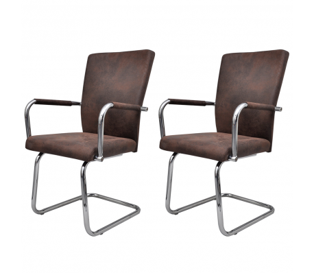 VidaXL - Eetkamerstoel modern bruin (set van 2) VidaXL - Eetkamerstoel modern bruin (set van 2)