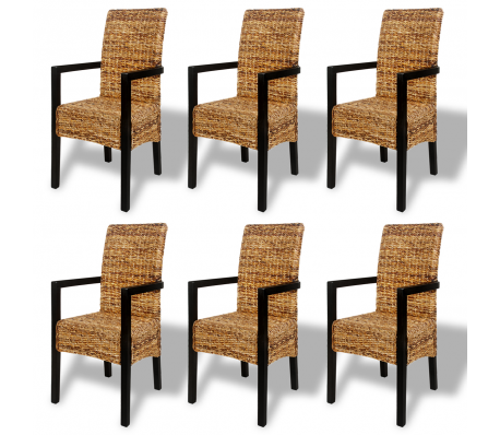 VidaXL - Eetkamerstoelen handgeweven abaca met armleuning 6 stuks VidaXL - Eetkamerstoelen handgeweven abaca met armleuning 6 stuks