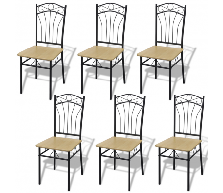VidaXL - Eetkamerstoelen stalen frame lichtbruin set van 6 VidaXL - Eetkamerstoelen stalen frame lichtbruin set van 6