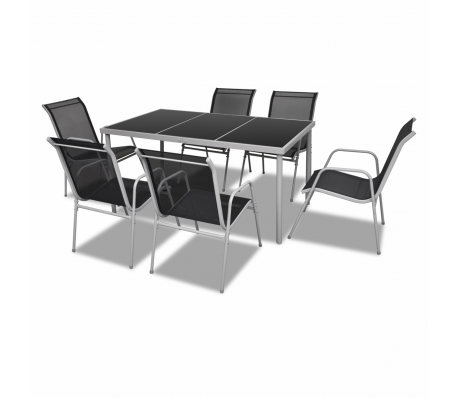 VidaXL - Eettafelset voor buiten 6 textileen stoelen 1 tafel VidaXL - Eettafelset voor buiten 6 textileen stoelen 1 tafel