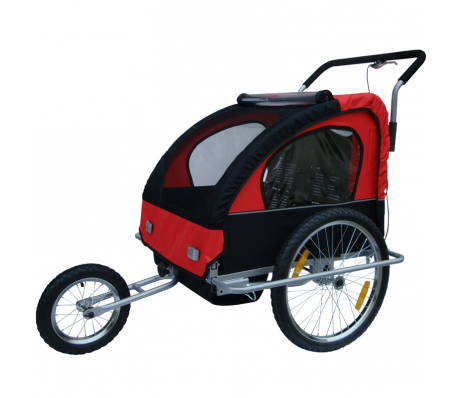 VidaXL - Fietskar voor kinderen met buggyfunctie (rood/ zwart)