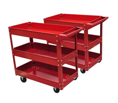 VidaXL - Gereedschap Trolley 3 schappen (2 stuks)