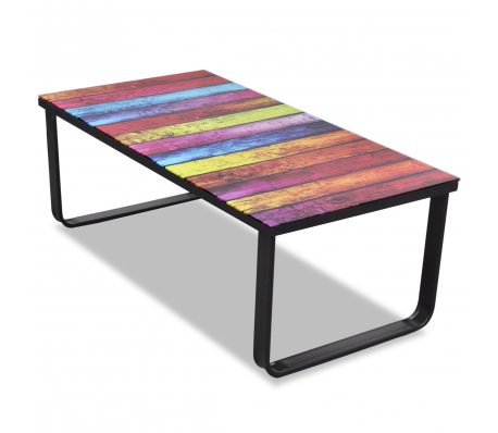 VidaXL - Glazen salontafel met regenboogprint