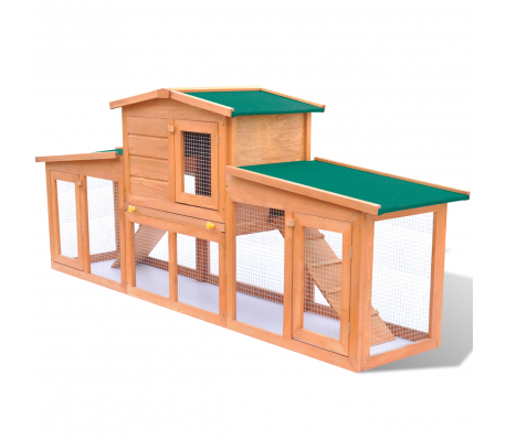 VidaXL - Groot konijnenhok met houten dak voor kleine dieren