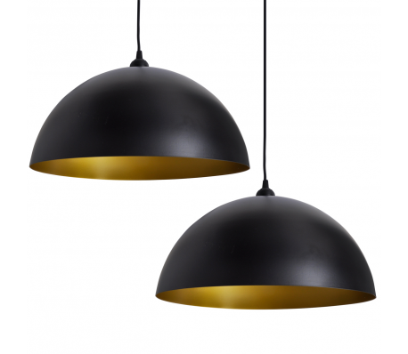 VidaXL - Halfronde metalen hanglamp (zwart, set van twee) VidaXL - Halfronde metalen hanglamp (zwart, set van twee)