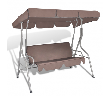 VidaXL - Hang schommelstoel met luifel voor buiten (koffie kleur) 3 personen VidaXL - Hang schommelstoel met luifel voor buiten (koffie kleur) 3 personen