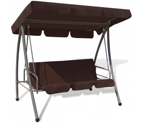VidaXL - Hang schommelstoel / schommelbed met luifel voor buiten (Koffie)