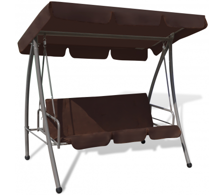 VidaXL - Hang schommelstoel / schommelbed met luifel voor buiten (Koffie) VidaXL - Hang schommelstoel / schommelbed met luifel voor buiten (Koffie)
