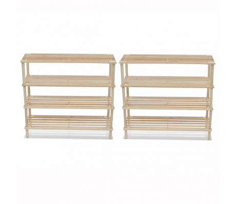 VidaXL - Houten schoenenrek met 4 lagen 2 stuks VidaXL - Houten schoenenrek met 4 lagen 2 stuks