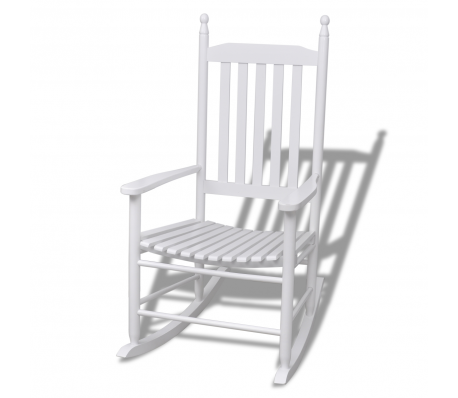 VidaXL - Houten schommelstoel wit met gebogen zitvlak
