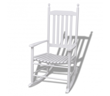 VidaXL - Houten schommelstoel wit met gebogen zitvlak VidaXL - Houten schommelstoel wit met gebogen zitvlak