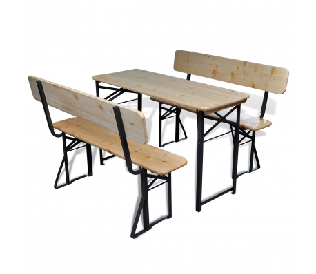 VidaXL - Inklapbare houten biertafel met 2 stoelen