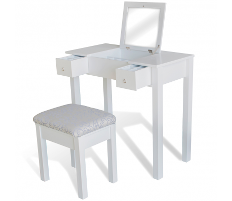VidaXL - Kaptafel met stoel en spiegel (wit)