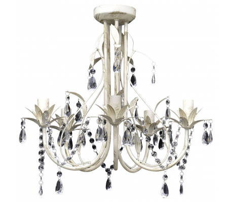 VidaXL - Kristallen kroonluchter met wit elegant design (5 lampen) VidaXL - Kristallen kroonluchter met wit elegant design (5 lampen)