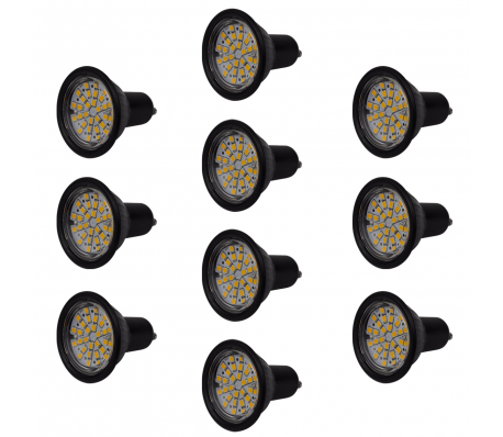 VidaXL - LED spots zwart 3W GU10 warm wit (10 stuks)