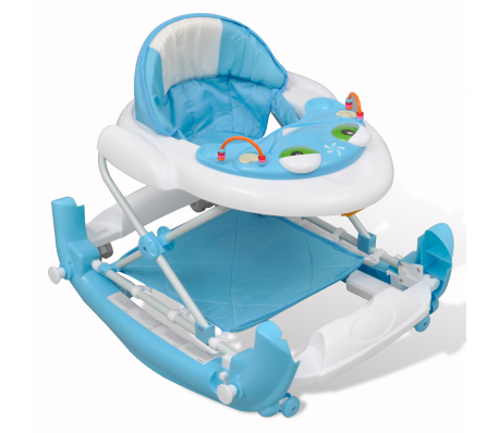 VidaXL - Loopwagen Baby deluxe XXL met muziek- en schommelfunctie (Blauw)