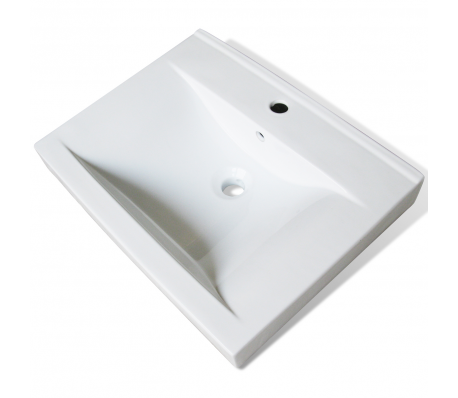VidaXL - Luxe keramische rechthoekige wasbak met kraangat 60 x 32 cm (wit)