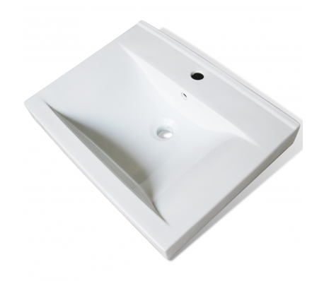 VidaXL - Luxe keramische rechthoekige wasbak met kraangat 60 x 32 cm (wit) VidaXL - Luxe keramische rechthoekige wasbak met kraangat 60 x 32 cm (wit)