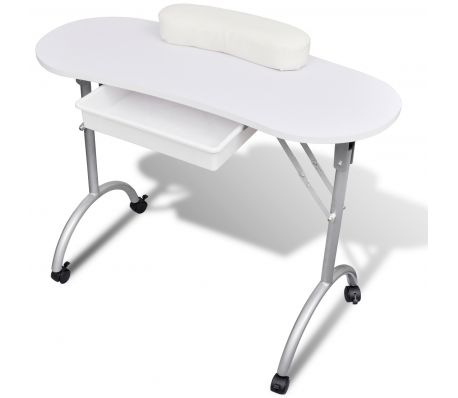 VidaXL - Manicure tafel met wieltjes (Opvouwbaar) (Wit)