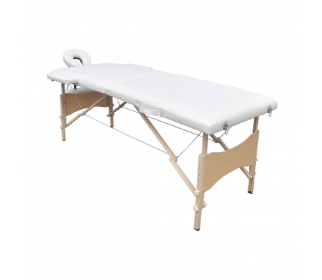 VidaXL - Massagetafel 2 zones vouwbaar hout crème