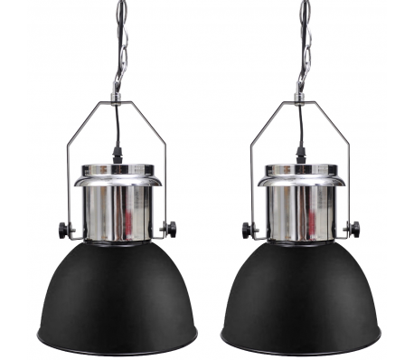 VidaXL - Moderne metalen hanglamp (zwart, set van twee) VidaXL - Moderne metalen hanglamp (zwart, set van twee)