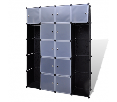 VidaXL - Modulaire kast met 14 compartimenten zwart en wit 37 x 150 x 190 cm VidaXL - Modulaire kast met 14 compartimenten zwart en wit 37 x 150 x 190 cm