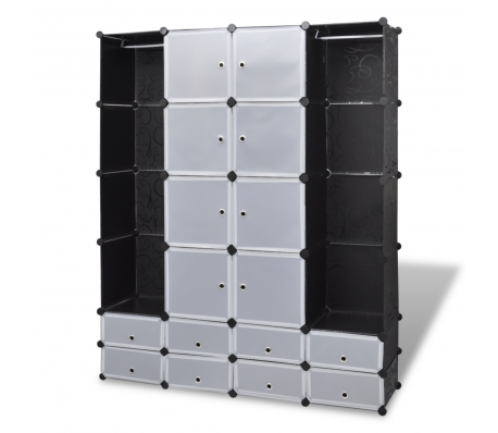 VidaXL - Modulaire kast met 18 compartimenten zwart en wit 37 x 150 x 190 cm VidaXL - Modulaire kast met 18 compartimenten zwart en wit 37 x 150 x 190 cm