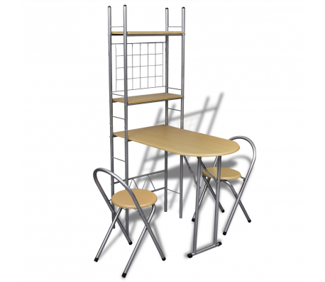 VidaXL - Ontbijttafelset met twee stoelen (inklapbaar) VidaXL - Ontbijttafelset met twee stoelen (inklapbaar)