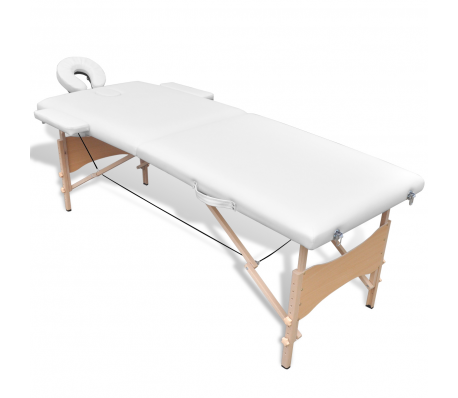 VidaXL - Opvouwbare massagetafel 2 Zones (hout, wit) VidaXL - Opvouwbare massagetafel 2 Zones (hout, wit)