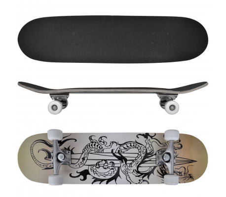 VidaXL - Ovaal skateboard met draken design 9-laags esdoorn hout 8"