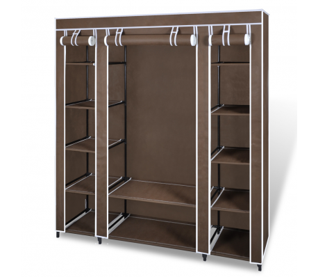 VidaXL - Stoffen kast met compartimenten en stangen 45 x 150 x 176 cm bruin VidaXL - Stoffen kast met compartimenten en stangen 45 x 150 x 176 cm bruin