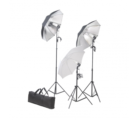 VidaXL - Studio lampenset 36 watt incl. statieven, paraplu's VidaXL - Studio lampenset 36 watt incl. statieven, paraplu's