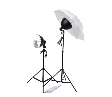 VidaXL - Studio lampenset incl. paraplu's en lampenkappen VidaXL - Studio lampenset incl. paraplu's en lampenkappen