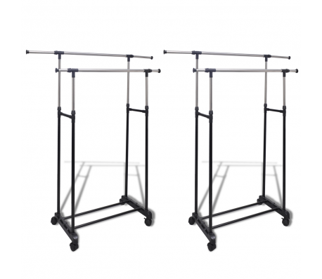 VidaXL - Verstelbare kledingrek set 2 stuks met 2 rekken (2 x 50212) VidaXL - Verstelbare kledingrek set 2 stuks met 2 rekken (2 x 50212)