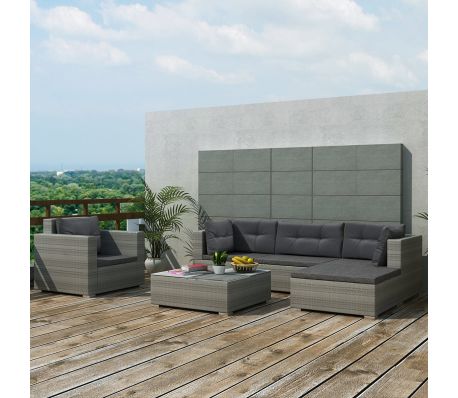 VidaXL - vidaXL 17-delige loungeset grijs polyrattan