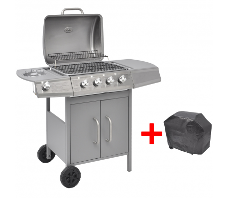 VidaXL - vidaXL Gasbarbecue grill 4 + 1 branders zilver VidaXL - vidaXL Gasbarbecue grill 4 + 1 branders zilver