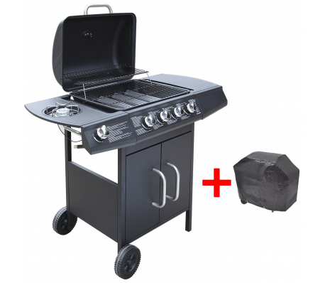 VidaXL - vidaXL Gasbarbecue grill 4 + 1 branders zwart