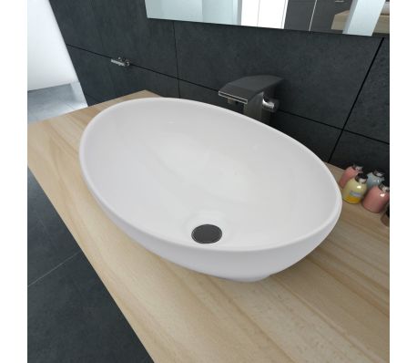 VidaXL - vidaXL Luxe wastafel ovaal wit 40x33 cm keramiek VidaXL - vidaXL Luxe wastafel ovaal wit 40x33 cm keramiek