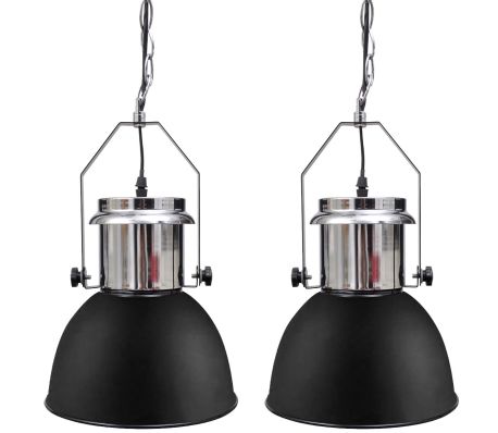 VidaXL - vidaXL Moderne zwart metalen hanglamp 2 st