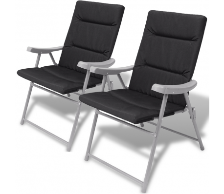 VidaXL - vidaXL opvouwbare tuinstoelen 2 st met kussen zwart VidaXL - vidaXL opvouwbare tuinstoelen 2 st met kussen zwart