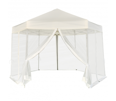 VidaXL - vidaXL Partytent pop-up zeshoekig met 6 zijwanden crémewit 3,6 x 3,1 m