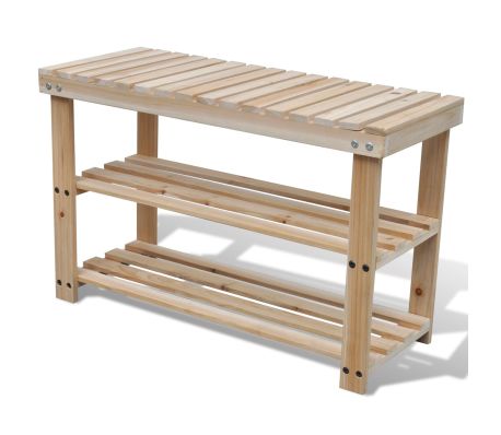 VidaXL - vidaXL Schoenenrek en bankje 2-in-1 hout VidaXL - vidaXL Schoenenrek en bankje 2-in-1 hout