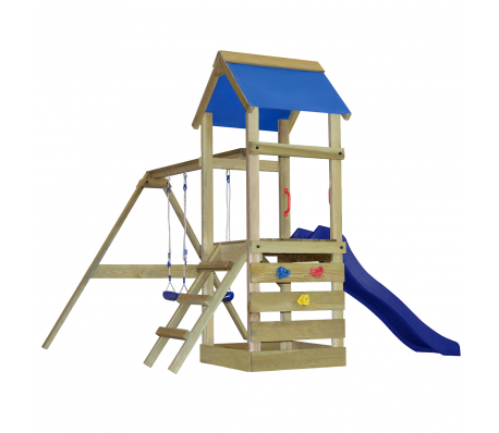 VidaXL - vidaXL Speelhuis met ladder, glijbaan en schommels 290x260x245 cm hout VidaXL - vidaXL Speelhuis met ladder, glijbaan en schommels 290x260x245 cm hout