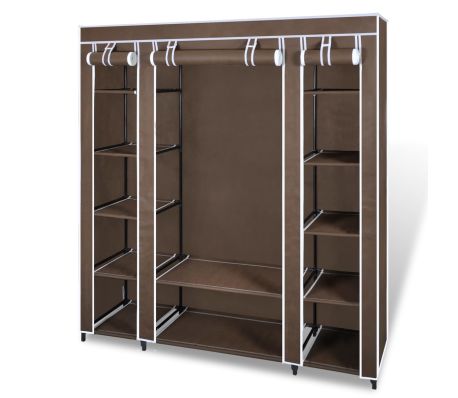 VidaXL - vidaXL Stoffen kast met vakken en stangen 45x150x176 cm bruin