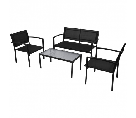 VidaXL - vidaXL Tuinset met bank 4-delig aluminium zwart VidaXL - vidaXL Tuinset met bank 4-delig aluminium zwart