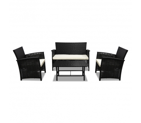 VidaXL - Wicker loungeset Outside Lounge 4-delig (zwart)