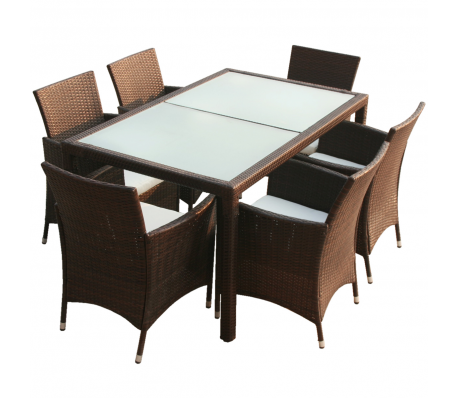 VidaXL - Wicker tuinset Intenza 1 tafel, 6 stoelen (bruin)
